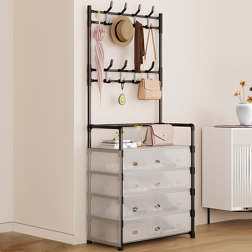 Kunfeng Household Shoe Rack Dustproof 2025 New Door Multi-layer Shoe Storage Rack Dormitory Stairs Entry Door Simple Shoe Cabinet White-4 Layers 60cm Dustproof Reinforced Model