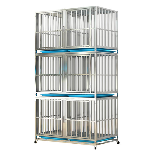 HKML stainless steel dog cage, breeding cage, partition cage, foster care cage, single layer, double layer, three layer, general purpose for cats and dogs, large, medium and small dogs, 124x75x70 cm long, wide and high, one layer