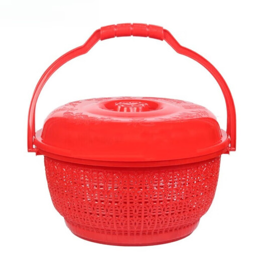 Hank's red basket for weddings, housewarming hand-held basket, worship basket, red wedding basket with lid, red large size