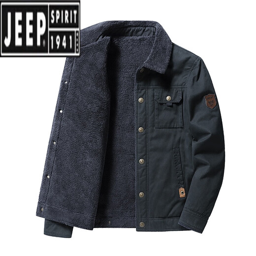 
Jeep (JEEP) winter pilot jacket men's plus velvet thickened large size loose cotton coat middle-aged and young lamb velvet work cotton jacket khaki [pure cotton fabric] XL 125-140Jin [Jin equals 0.5 kg]
