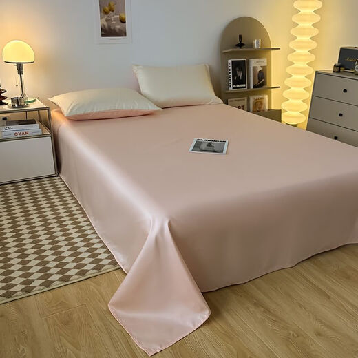 舒炫夏季单件纯色单双人1.5m冰丝丝滑裸睡被单学生宿舍 洛可可-宾利蓝+灰【床单为灰】 230x250cm单件床单+枕套2只