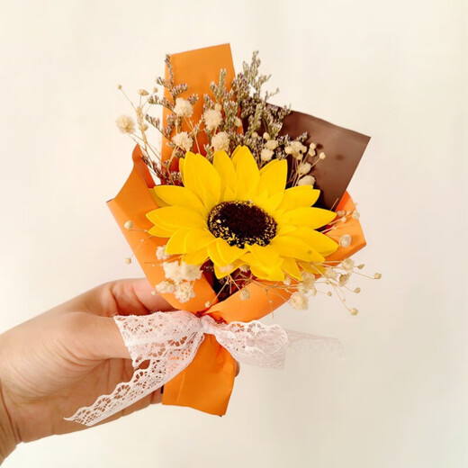皓梵洁手捧花迷你花束口袋花束玫瑰小花束干花假花永生花礼物鲜花小花 口袋里的浪漫【红玫瑰一束】