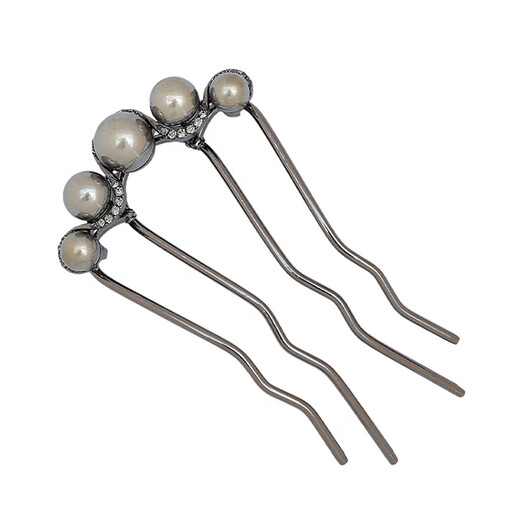 Danqin Maruzi hairpin hairpin fixed hairpin female U-shaped hairpin hairpin hairpin hairpin comb pearl headdress gold + gun black