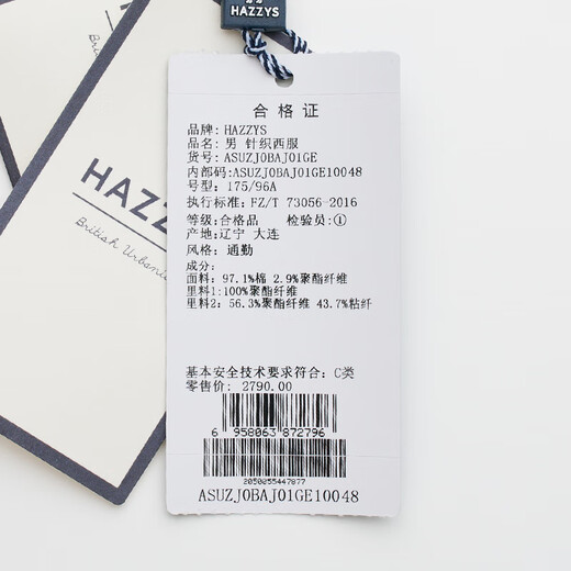 HAZZYS Men's Spring and Autumn Gentleman's Quality Fitted Unisex Commuting Knitted Suit ASUZJ0BAJ01 Gray GE L (175/96A 48)