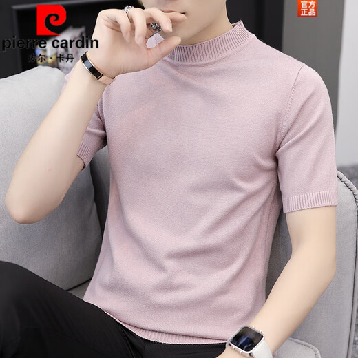 皮尔卡丹（pierre cardin）秋冬款短袖t恤男士毛|衣圆领半袖针织纯色修身毛衫针织衫秋季中领 Q9913黑色 2XL