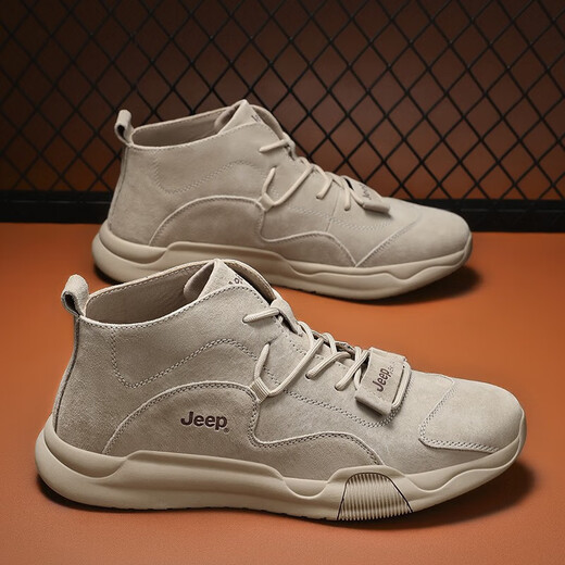 Jeep Herrenschuhe 2025 Neuer Sommer Soft Sohle Mid-Top Casual Board Schuhe im Freien im Freien im Freien Martin Boots Herren Sandfarbe (empfohlen vom Ladenmanager) 40 [empfohlen, eine kleine Größe zu nehmen]