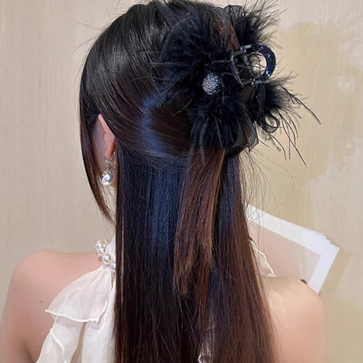 Dongyi's carefully selected New Year's gift feather clip hairpin back head plate hairpin shark clip high-end large hairpin black