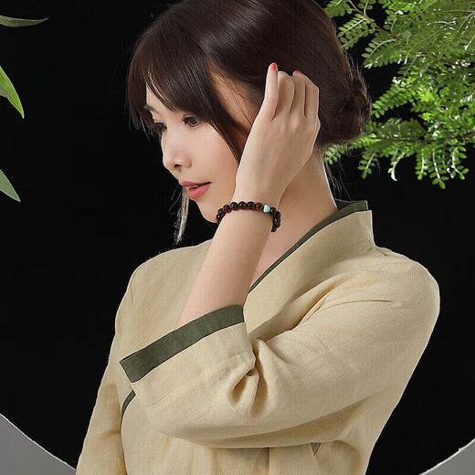 Yanyun Jewelry Boutique 8mm Huanghuali Bracelet Genuine Turquoise Tiger Spot Bracelet with Buddhist Beads for Men and Women