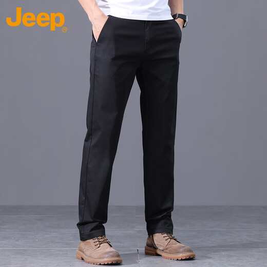 Jeep (Jeep) Pantalones casuales para hombres Pantalones sueltos de negocios de verano para hombres Pantalones de hombres versátiles de moda Black 33