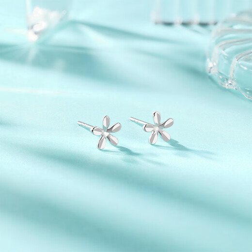 Liuguifu Jewelry Platinum Earrings Women's PT950 Ear Stick Earrings Flower Platinum Earrings Christmas Gift 0.80g