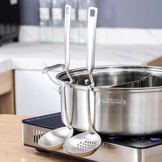 Stainless steel household kitchen hot pot spoon soup spoon colander set commercial hot pot restaurant special soup spoon colander hot pot wall hanging colander 1 piece set