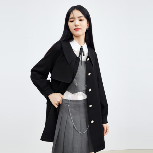 Temperamento de Qiushui Yiren Mid-longitud de viento de longitud nueva nueva chaqueta de estilo británico de alta gama retro versátil que abraza y cae