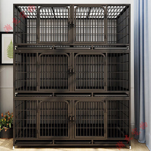 Yuhualuo dog cage, rabbit cage, breeding cage, pigeon cage, large special family breeding cage, three-layer breeding cage, cat cage, black, three-layer 156*77*195cm partition