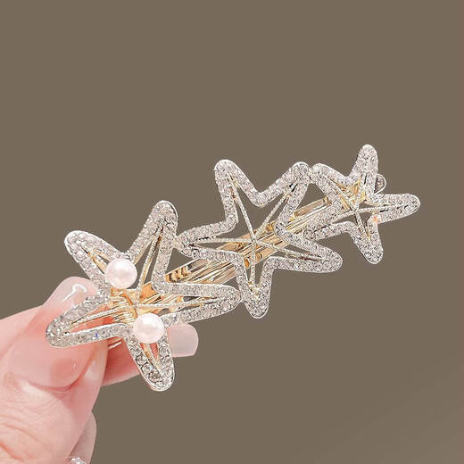 Seestarfish Imitation Perlen Haarclip für Frauen im Frühlings- und Sommer-Bang Clip Side-Strass Haarklammern mit einem Zeilenclip gebrochenes Haar Clip kurzes Haarstärke Stil One eins