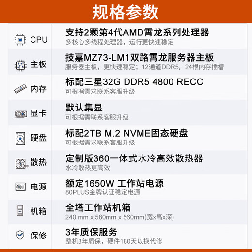 Gigabyte AMD EPYC Dual-Way Xiaolong 9754/9654/Workstation/Scientific CFD Simulation Computing Server/Tower Dual-Way Xiaolong 9754 2.25G 256 CORE 512 Threads 64G Memor
