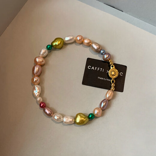 JINHUANG JENVORL Natural Baroque Dopamine Color Pearl Bracelet Women's Light Luxury Ins Niche Design Exquisite Bracelet Jewelry Pastel Bracelet