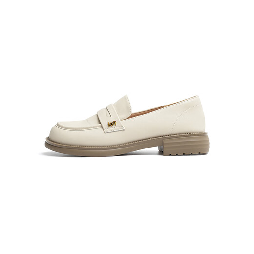 
Red Dragonfly Loafers Women's Spring New Style One-Standard Women's Shoes Thick Heels British Style Small Leather Shoes Women's Singles Shoes WLB14137 Beige 37