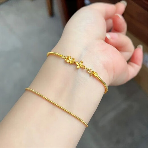 Vatican old Phoenix gold shop style 18k gold micro-dotted diamond osmanthus bracelet for women small flower gold bean moissanite temperament osmanthus bracelet