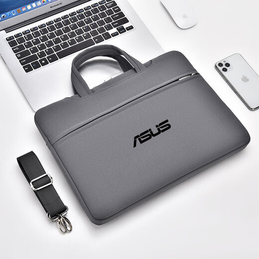 华硕适用华硕无畏16/14电脑包华硕无畏Pro15/16 灵耀14 Air防震手提包 677灰色【黑标】 15.6英寸