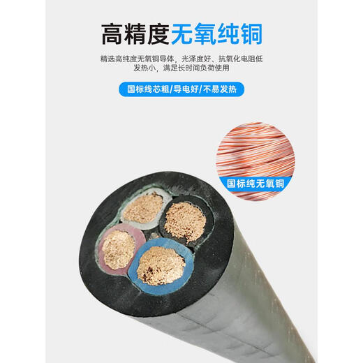 正泰（CHNT）正泰YC/YCW橡胶软电缆线芯橡套2/3/4/5芯10/16/25/35平方电线 国标3*95+2*5010米