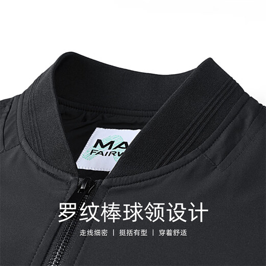 Mark Huafei Simple Baseball Collar Men's Jacket 2025 Autumn New Heavy Industry Embroidered Pilot Commuting Casual Jacket Black - Quilted Style L/175