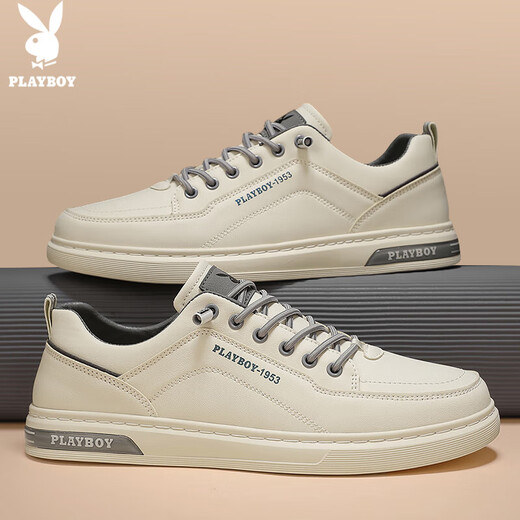 Playboy (Playboy) Herrenschuhe Herren 2025 Sommer lässige Schuhe Herren trendige Brettschuhe Herrenmodegeschäft weiße Schuhe Beige 41