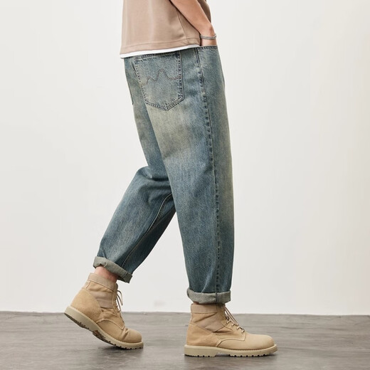 
Jeanswest retro jeans men's American fashion brand washing loose straight harlen nine-point casual long pants for boys 87 retro blue 32 (recommended 135-145 Jin [Jin equals 0.5 kg])