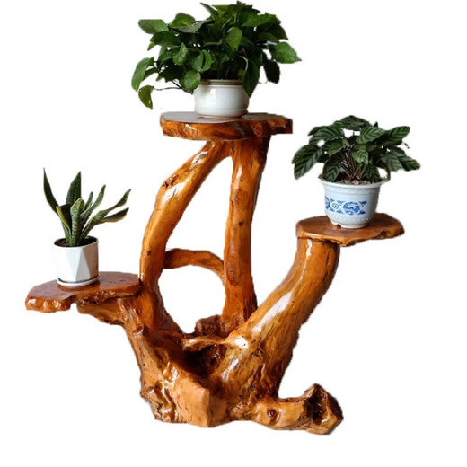 GJXBP RATATO RAZA NUEVA RATURA DE FLORES CHINES RAZA RAZA RAZA Balcón Bonsai Ratch Multi-capa Raíz de madera sólida Raíz Dark Green 15870 Doble capa