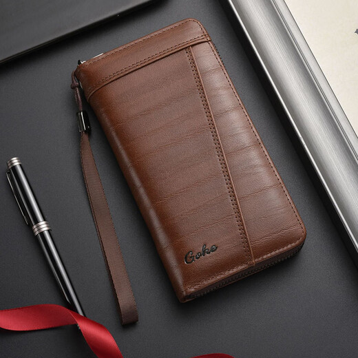 Chanshiyi 2025 NOUVEAU portefeuille masculin Long capacité de grande capacité Business Business Clutch Bag Sac ID Bag Multi-Fonctional Retro Long Wallet [Goke287 Deep Café]