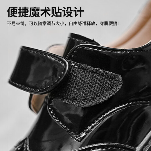 Yu Pinjia Children's Leather Shoes 2025 Autumn New Boys Black British Leisure Leisure Shoes Student Among the Big Children's Performing Shoes Black Single-layer Black [M-5] 33 yards 20.4cm