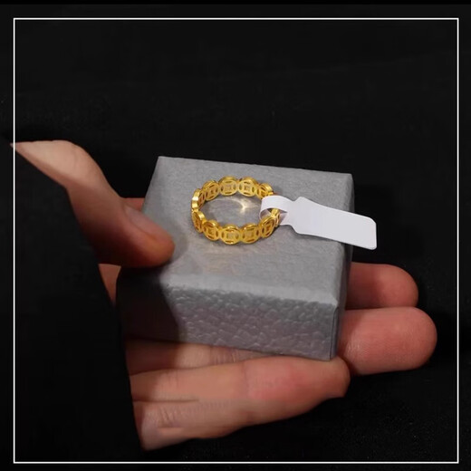 Happy two generations, copper coin shape money ring, female and male couple ring, light luxury and high-end ring that is not easy to fade. The default number is 7, other numbers are remarked (5-10)
