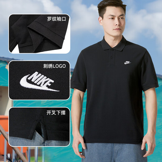 Nike (Nike) T-Shirt Herrenbekleidung 2025 Sommer neuer Sportbekleidung atmungsaktives locker hautfreundlicher laufender Casual Tennis Polo-Hemd kurzärmelig FN3895-010/BIG/BILDE PISMILIEN, DIE 5 M (170/88A) zurückkehrt (170/88a)