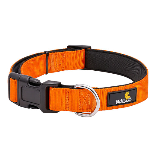 Petlimit dog collar collar small, medium and large dog collar teddy golden retriever dog leash collar pet supplies soft orange L