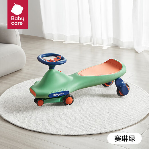 babycare twist car 1-3 years old anti-rolling children's slippery car music rocking car sliding toy car Sailin green