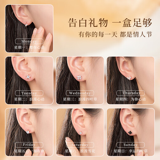 Givenchy Light Luxury One Week Earrings Women's Earrings Earrings Earrings Jewelry Confession Birthday Gifts for Girlfriends and Wife Sparkling Starring One Week Earrings Rose Gold Seven Pairs of Earrings Gift Box