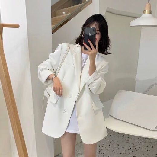 LeCali blazer for men and women Korean style loose small suit spring and autumn small man interview defense commuting work long-sleeved top Korean blazer black L 120Jin Jin is equal to 0.5 kg within