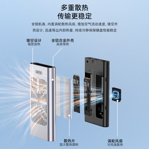 优越者M.2硬盘盒NVMe双盘同读脱机对拷器固态硬盘外接拷贝盒USB3.2 GEN2高速SSD移动硬盘存储盒S206A