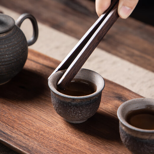 Six Gentlemen of Gold-Inlaid Jade Tea Ceremony, Walnut Wood Kung Fu Tea Set Accessories, Tea Clamps, Tea Spoons, Tea Needles, Su Chuang Tea Ceremony, Six Gentlemen