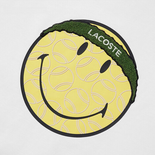 LACOSTE 法国鳄鱼SMILEY联名男士卡通休闲宽松笑脸圆领短袖T恤TH9227 70v/米白色 3/170