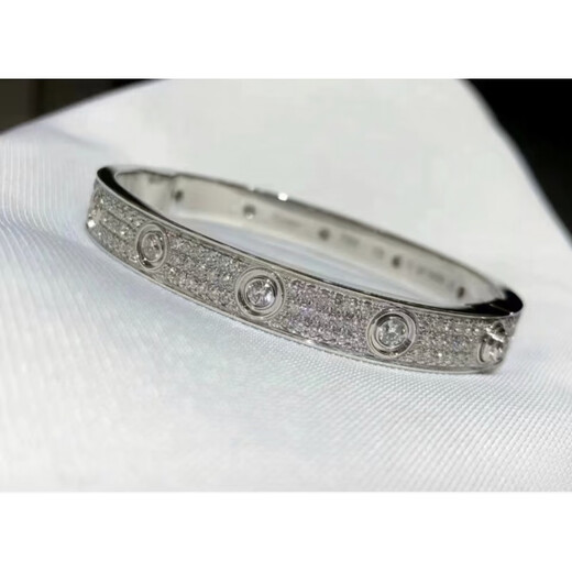 PT950 Platinum Bracelet Wang Jiaer's Same Style Gypsophila Female Gold-plated 18k Gold Light Luxury Full of Diamonds Narrow Twist Bracelet Gypsophila Rose Gold No. 15