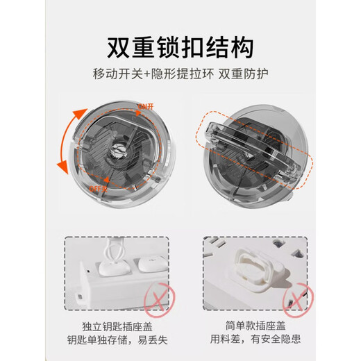 SAFTY DAD transparent socket protective cover children's anti-shock PC flame retardant plug safety plug socket protective cover switch jack plug transparent 12-pack anti-shock socket protective cover