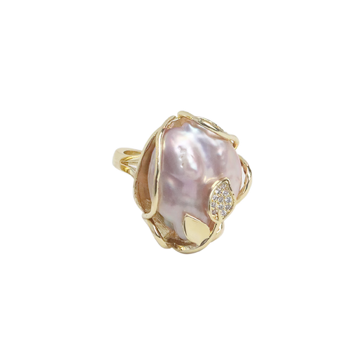 DL 1998 large pearl ring natural shaped baroque purple female niche design fashionable personality unique pearl ring opening adjustable