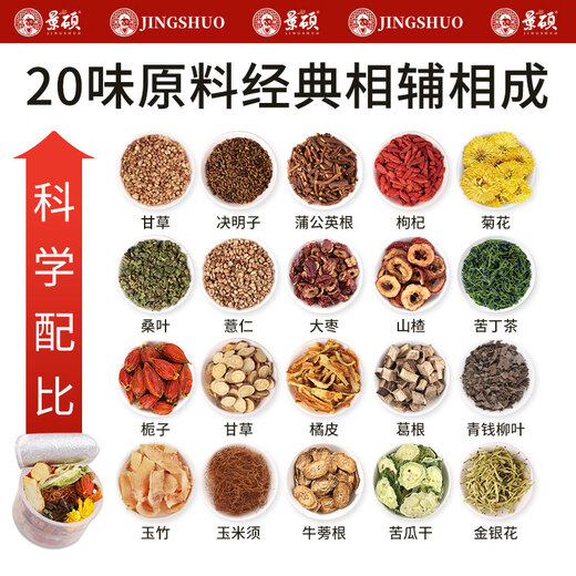 Jingshuo Qing Qian Liu Bufanda de maíz Té de hojas de morera Cassia Cassia Burdock Pueraria Caja de regalo de té de salud 942G