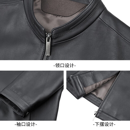 卡搭高档品牌真皮皮衣男春秋新款绵羊皮商务翻领爸爸装皮夹克外套皮草 黑色 （翻领） L (175) 【推荐130-150斤】