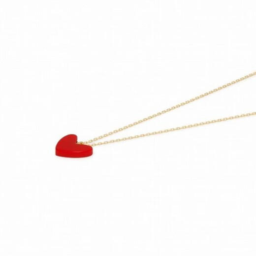 AHKAH thiran heart necklace 18K gold imitation coral small red heart necklace women's jewelry gift AB1647010100 small size