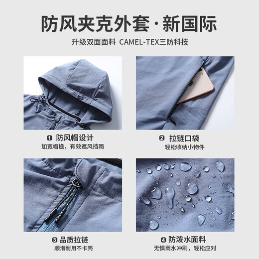 Allen Burton Sports Jacket Men's Running Clothes Windbreaker Jacket Outdoor Mountaineering Casual Top Autumn Morning Running Hooded Blue Windproof Running Sports L 120-140Jin Jin equals 0.5 kg