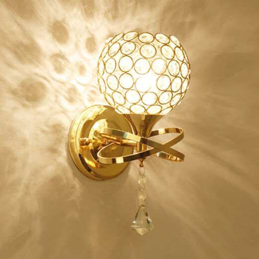 Yilin wall lamp bedroom wall bedside lamp simple modern creative European American American led living room aisle stair lamp gold single head gold delivery LED light bulb three-color light