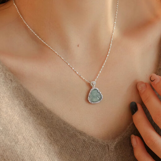 Yin Muchi Jade Buddha Silver Necklace for Women Light Luxury Niche Clavicle Chain Pendant Practical Valentine's Day Birthday Gift for Wife 925 Silver Jade Buddha Necklace Certificate + Gift Box L2223
