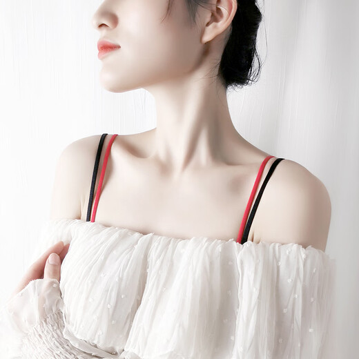 纪娅芙细肩带内衣可外露好看防滑文胸配件胸罩带子替换夏季美背可调节 黑红