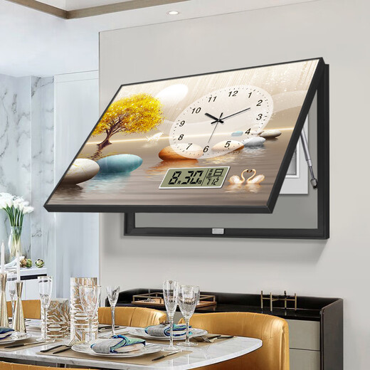 Fandianna Perpetual Calendar Electric Metter Box Painting Decorative With Clocks Sans Punch Distribution Box modern Simple Electronic Clock Paindre peinture PD1381 FULU Guangming 60 * 45 Cover 50x35 + Cadre en alliage en aluminium + horloge montre une horloge de montre 60 * 45